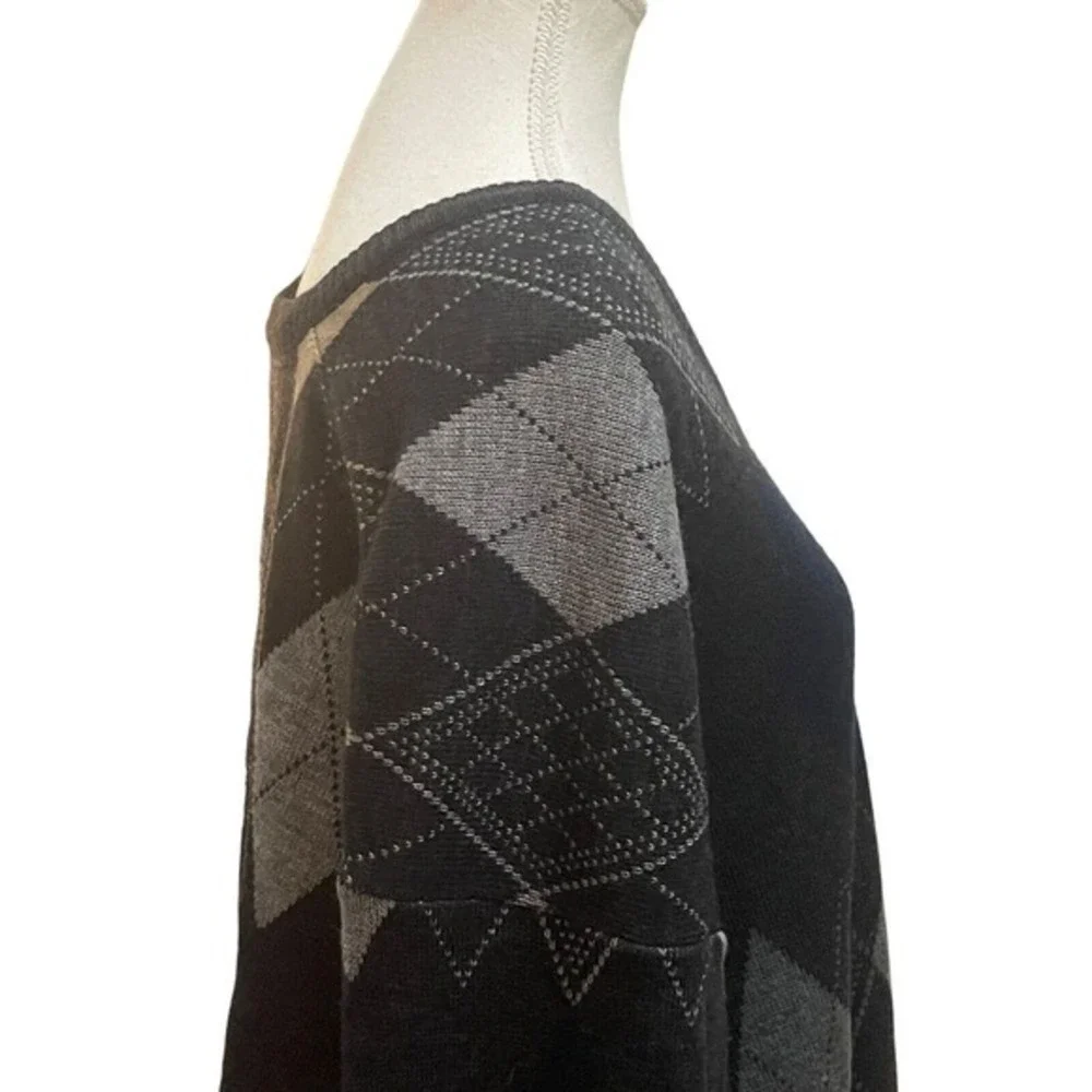 The Italian‎ Sweater Co Black Gray Preppy Academia Pull Over Casual  Sweater L